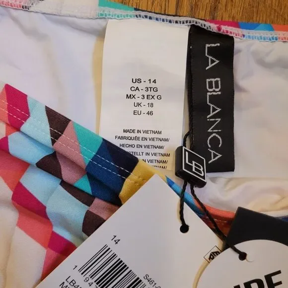 La Blanca Women's Slice Adjustable Loop Hipster Bikini Bottoms Colorful Size 14 - Picture 6 of 8